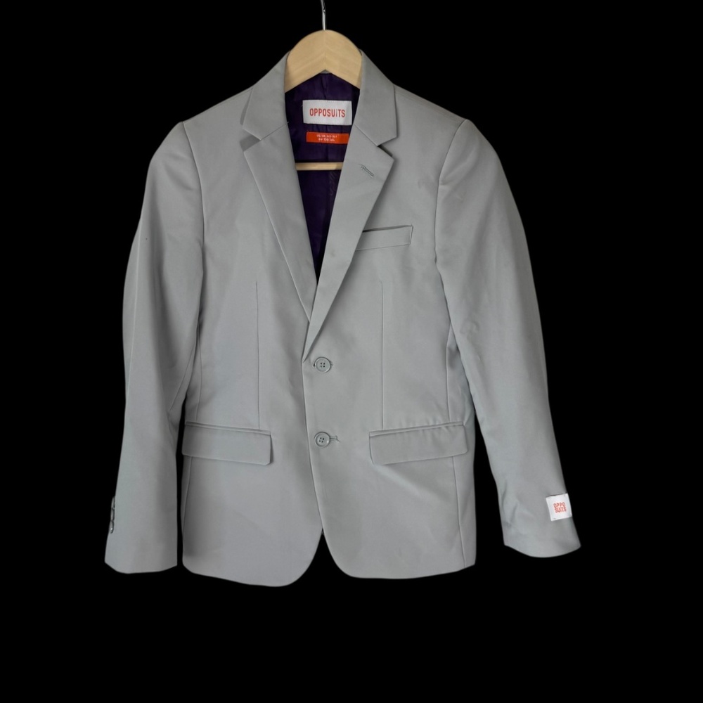 OppoSuits Big Boys' Groovy Solid Grey Dove Suit‎ Jacket Sz 14Y - Picture 2 of 6